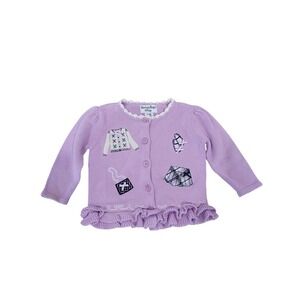 Hartstrings Baby Girl Lavender Cardigan Sweater Ruffles Appliques 3-6 months‎ #5